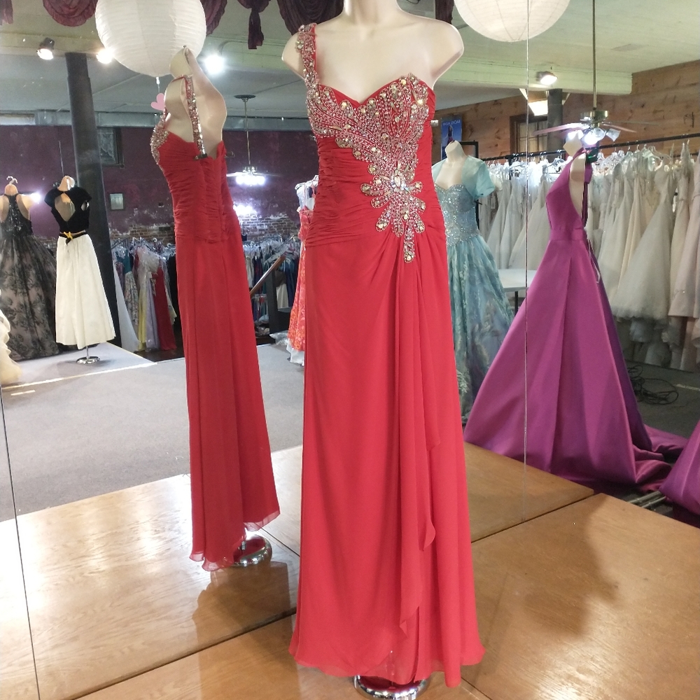 Epic Formals Front Slit That Rhinestoned Red Dress